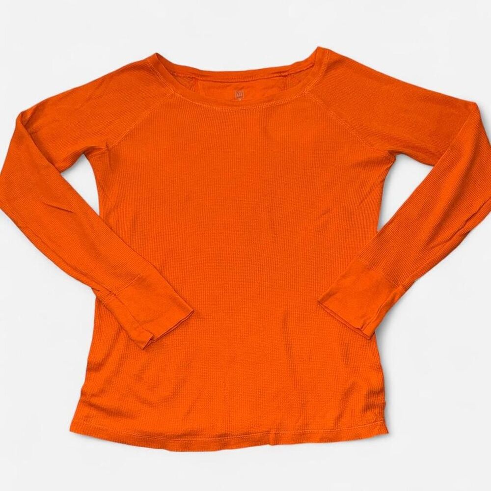 GAP Women's Long Sleeve Ribbed Tee - Bright Orange